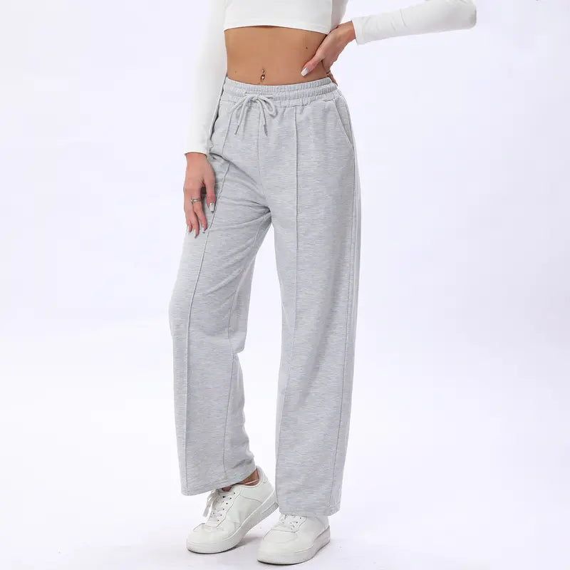 Black Wide Leg Drawstring Lounge Pants