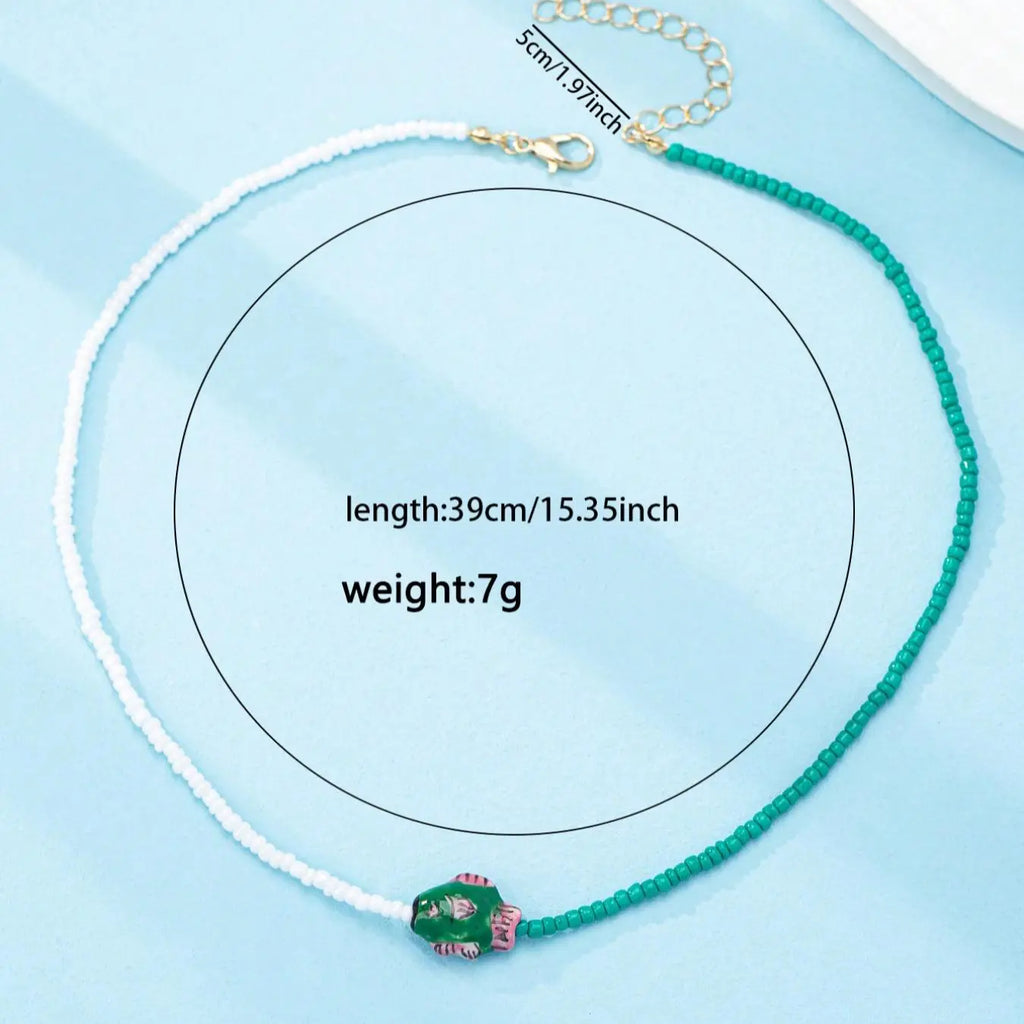 Layered Beaded Necklaces with Fish Charms