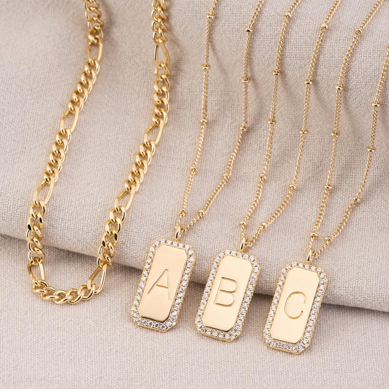 Gold-Tone Chain and Letter Pendant Necklaces