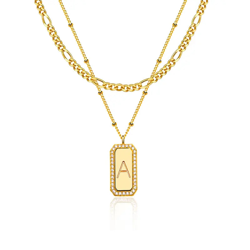 Gold-Tone Chain and Letter Pendant Necklaces