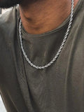 Silver-Tone Twisted Rope Chain Necklace