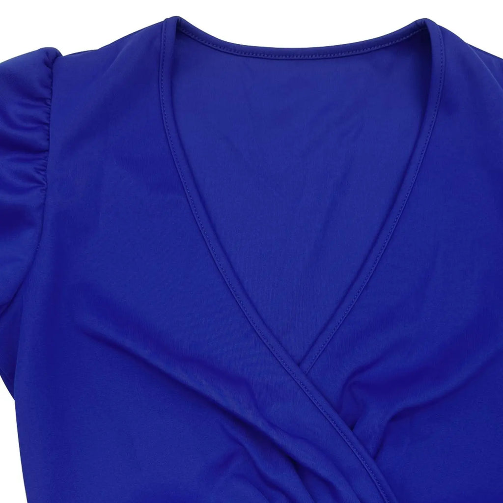 Royal Blue Wrap Front Jumpsuit with Waist Tie