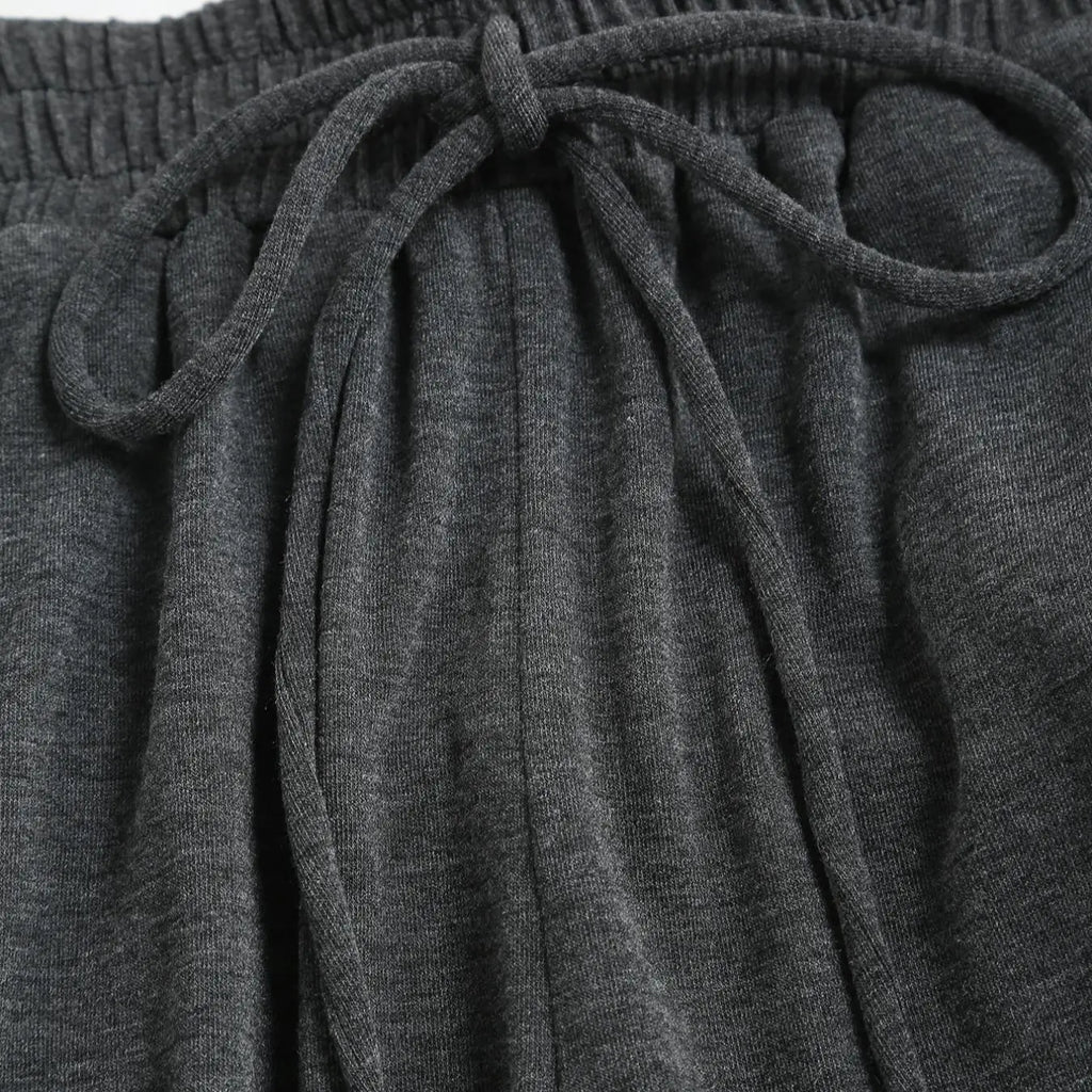 Charcoal Hooded Top and Wide Leg Pants Set
