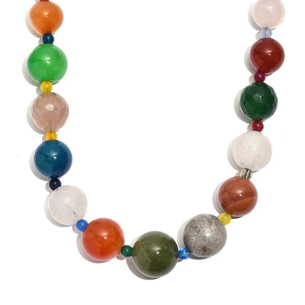 Multicolor Gemstone Bead Necklace with Round Beads