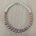 Graduated Pearl Necklace in White and Mauve