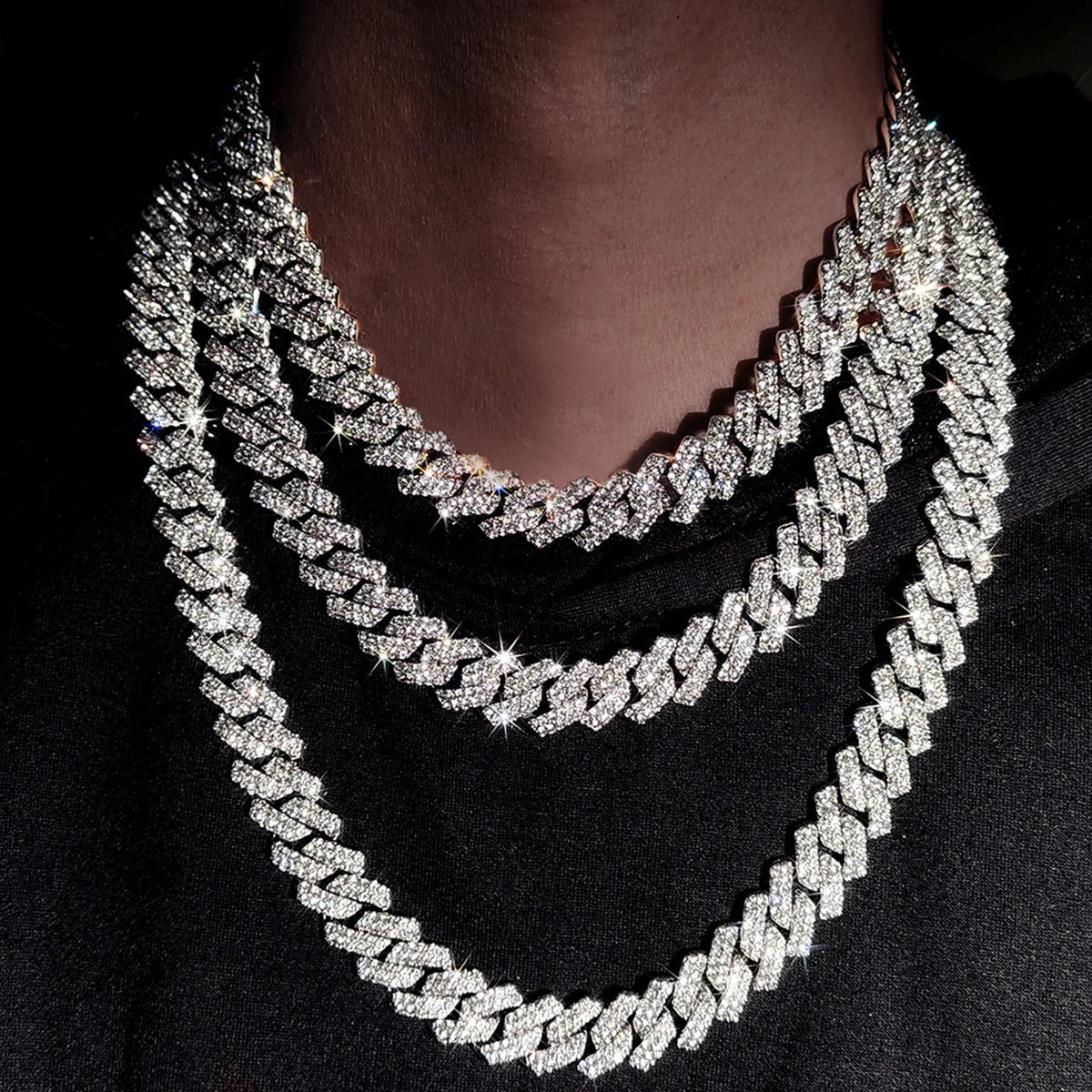 Chunky Silver-Tone Cuban Link Chain Necklaces