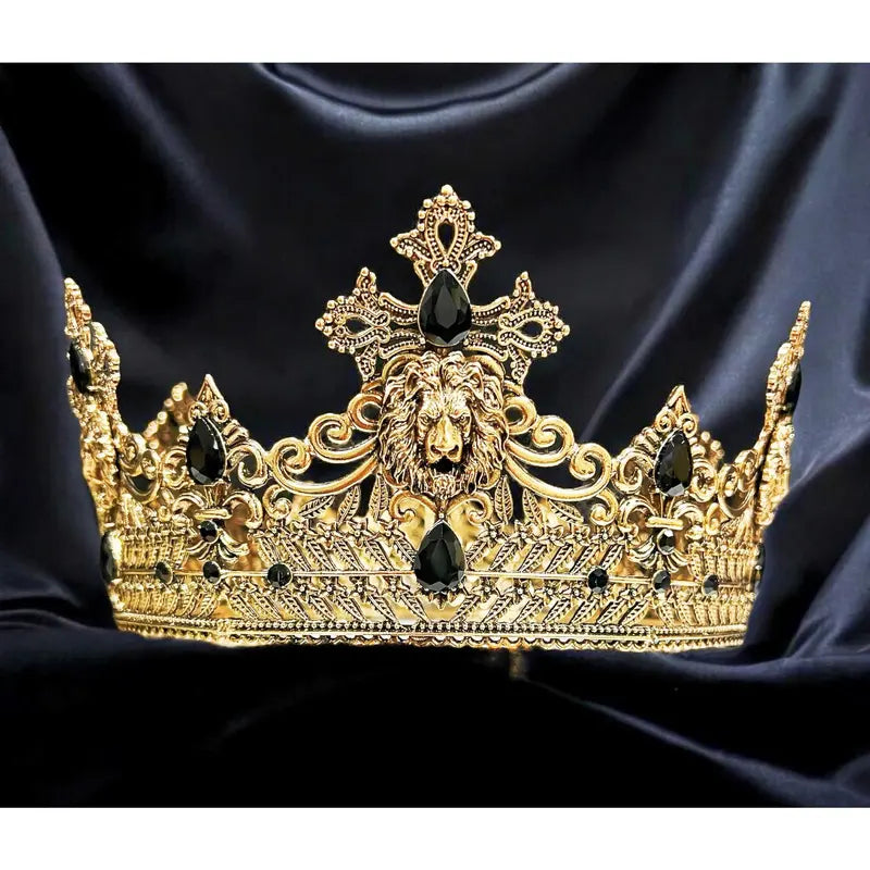 Antique Silver Crown With Green Gem Accents