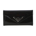 Black Patent Envelope Wallet with Web Plate