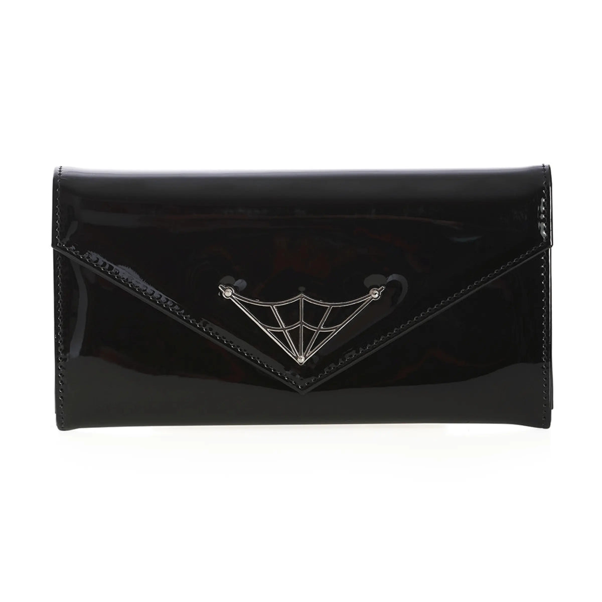 Black Patent Envelope Wallet with Web Plate