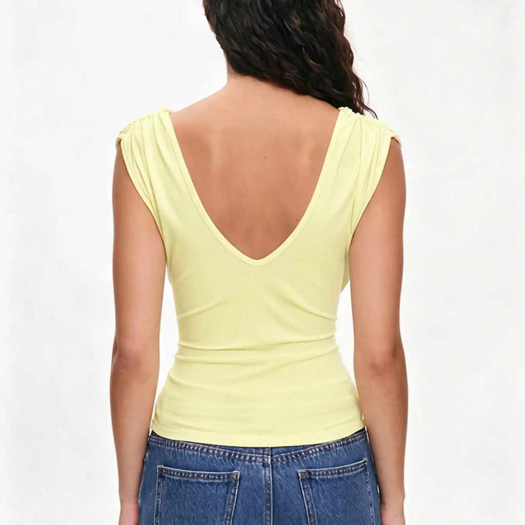 Brown Sleeveless Top with Twisted Waist