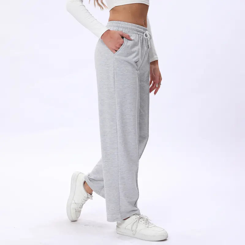 Black Wide Leg Drawstring Lounge Pants